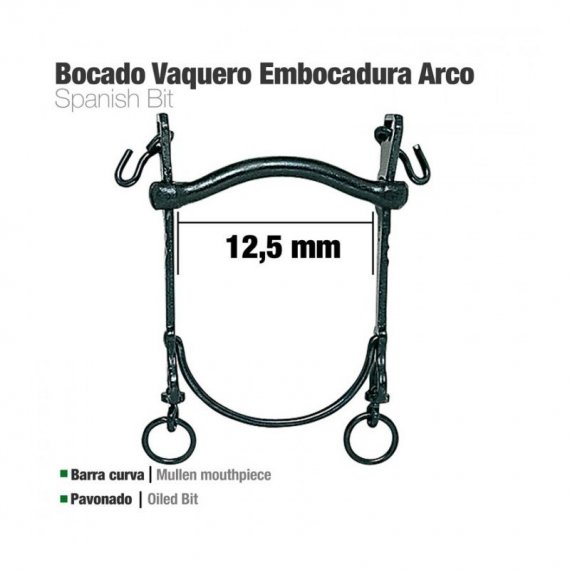 Bocado Vaquero Barra curva Embocadura Arco 12.5 cm