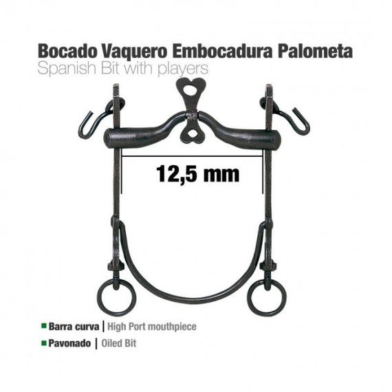 Bocado Vaquero Barra Curva Embocadura Palometa 12.5 cm