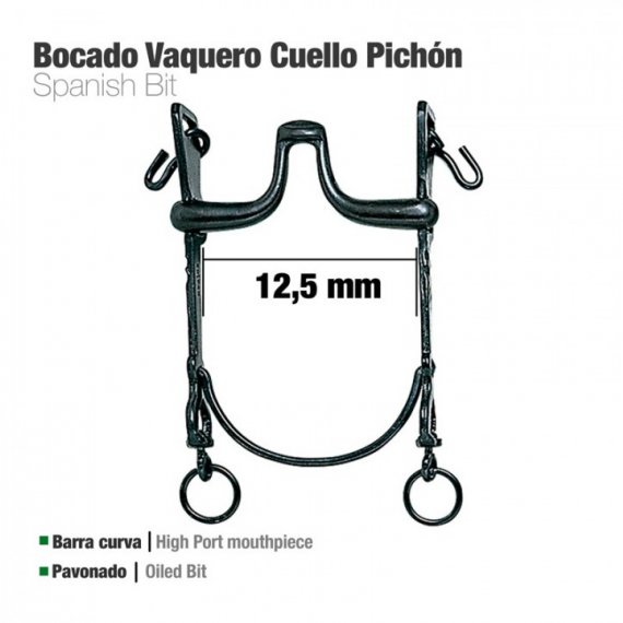 Bocado Vaquero Barra Curva Cuello Pichón 12.5 cm zaldi