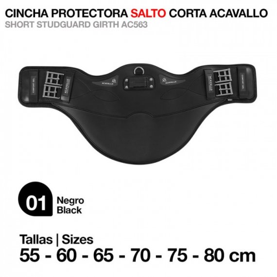 Cincha Protectora Salto Corta Acavallo AC563 Negro