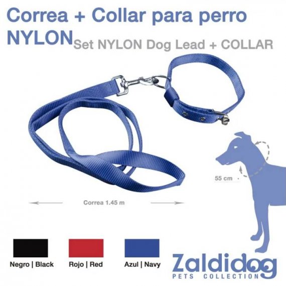 Correa para Perro + Collar Nylon C980 1.45m