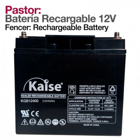 Pastor: Bateria Recargable 12V 47AV Zaldi