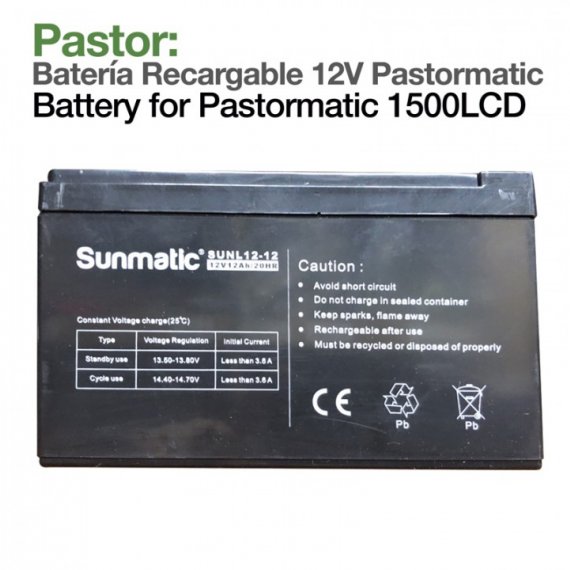 Pastor: Batería Recargable Pastormatic 1500LCD 12V Zaldi