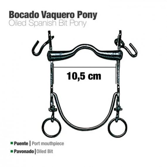 BOCADO VAQUERO Barra CURVA PONY PAVONADO 10.5cm Zaldi  Ref: 210131391051