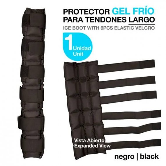 Protector Gel Frio para Tendones Largo Negro (Unidad) Zaldi