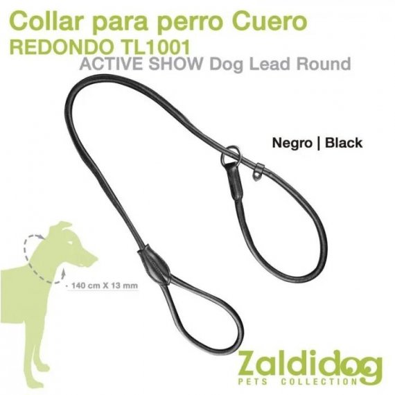 Collar para Perro Cuero Redondo TL1001 140cm X 13mm Negro